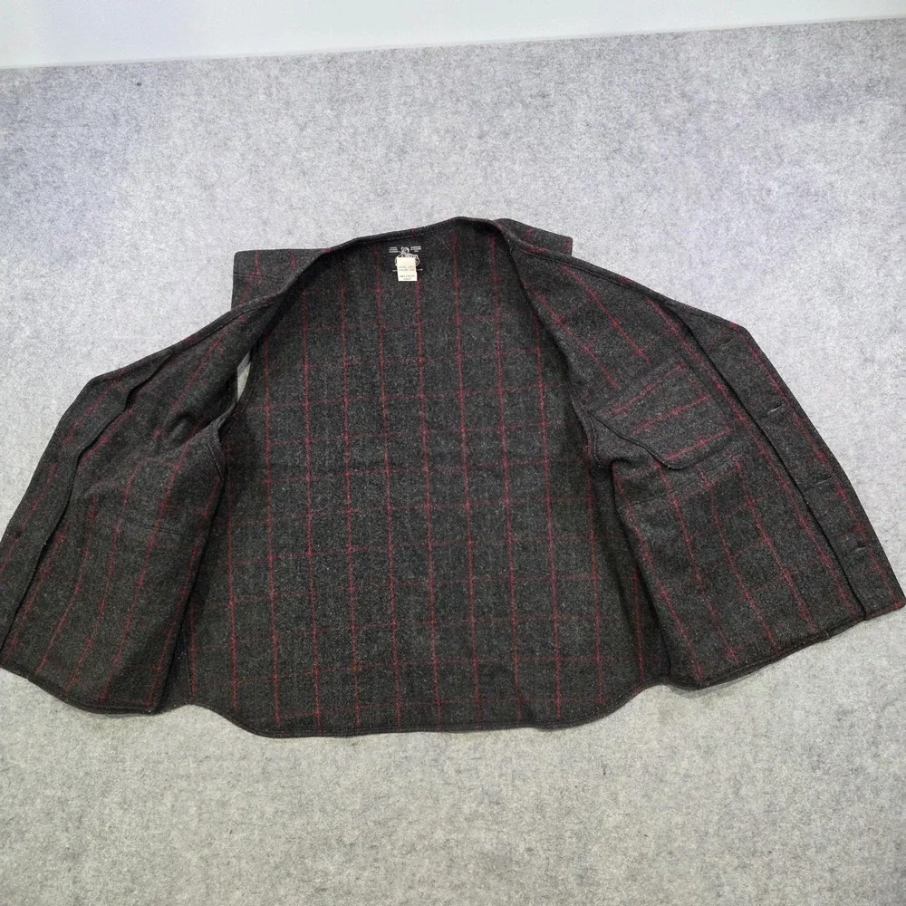 Johnson Woolen Mills Vest Mens XL? Gray Plaid Wool Adirondack PLD USA Hunting